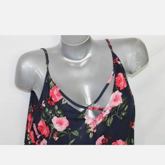 UMGEE SIZE LARGE NAVY FLORAL CROP CRIS CROSS ROMPER - Picture 6 of 12